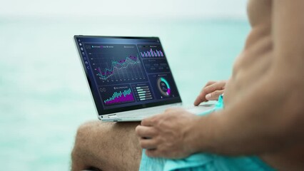 Fototapete - Businessman Using Analytics Data KPI Dashboard Tech