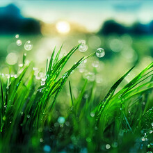 Morning Dew, Sunrise On Dew, Too Many Dew On Grass, Grass With Dew