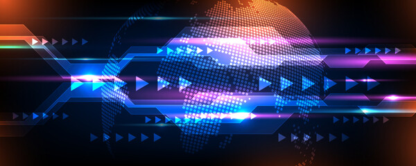 Wall Mural - futuristic digital technology world communication network and speed concept background