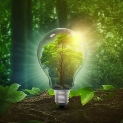 light bulb with green plant, bulb, light, energy, green, lamp, earth, eco, electricity, ecology, environment, idea, planet, concept, globe, tree, world, nature, power, technology, innovation