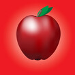 A red ripe apple on a pink background. graphic image. illustration.
