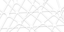 Abstract Of White Architectural Structure Pattern, Concept Of Future Design .Creative And Geometric Shape With White Luxury Pattern And Paper Texture Design In Illustration With White Line Background	