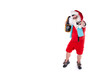 © vladorlov - Retro style. Funny Santa Claus dancing to pop music.