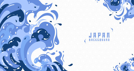 Modern background. Japanese style. wave,illustration design,light blue and dark blue,half frame wave.eps 10