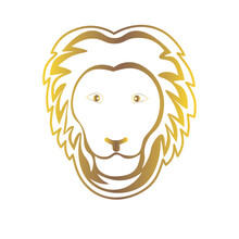 Luxury Golden Lion Head Mascot Line Art Logo Design