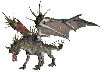 Wall Mural - 3d rendered fantasy spike dragon isolated on transparent background - 3d illustration