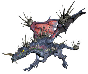 Wall Mural - 3d rendered fantasy spike dragon isolated on transparent background - 3d illustration