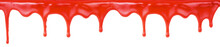 Liquid Red Paint Dripping On White Background