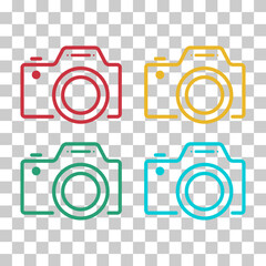 Set of Camera flat web icon, photography digital design, retro equipment symbol vector illustration