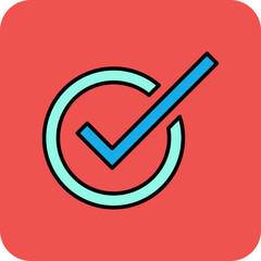 Check Multicolor Round Corner Filled Line Icon