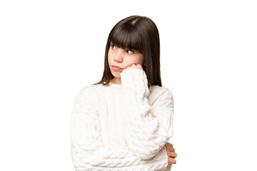 Poster - Little caucasian girl over isolated background with tired and bored expression