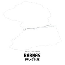 BARNAS Val-d'Oise. Minimalistic Street Map With Black And White Lines.