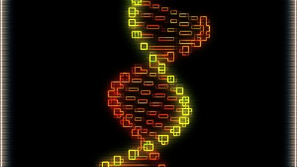 Canvas Print - abstract animation of a dna molecule construction form colorful lights lines in maze geometric are c