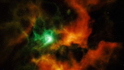 Wall Mural - colorful space background with nebula and stars. 3d rendering.