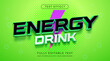 Energy drink text effect on neon green background. Editable font style