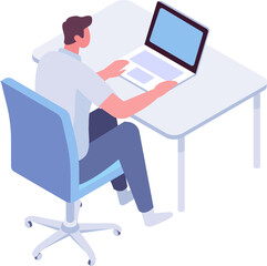 man programmer isomectric character. workplace