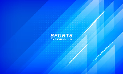 Wall Mural - blue sports background with geometric elements and spot light.