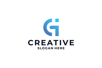 letter G logo design with dot, connection and digital concept.