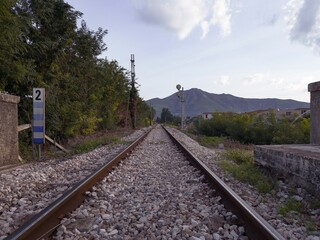 Sticker - The train tracks at a way station