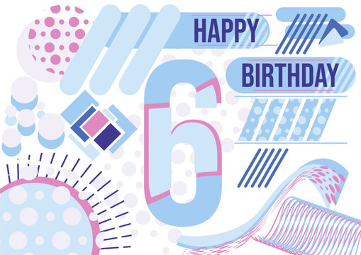 Happy birthday 6 years old, text design.calligraphy design.Text vector.Poster. typography with clear arrangement and bright colors. Perfect for a variety of graphic and print designs