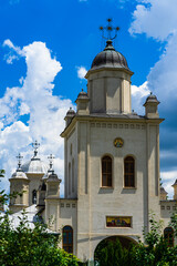 Wall Mural - Architectural details, beautiful view of an orthodox church monastery near Bucharest, Romania, 2021