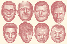 Portraits Of Different People. Design Set. Editable Hand Drawn Illustration. Vector Vintage Engraving. 8 EPS