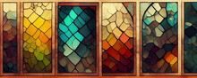 Stained Glass, Fractal, Patterns, Shapes, Rainbow, Colours, Banner, Background, Random