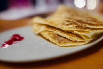 Poster - fresh crepes for breakfast, a filling and healthy food item