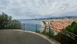 Nice coastline and beach, view on a panoramic photo from a balcony