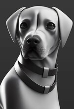Vertical Grayscale AI Generated Illustration Of A Labrador Dog Portrait