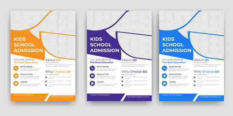 Creative and modern online school education admission flyer poster template