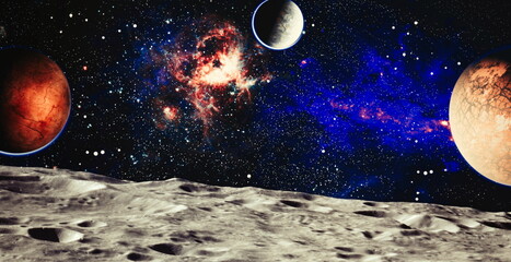 planets, stars and galaxies in outer space showing the beauty of space exploration. Elements furnished by NASA