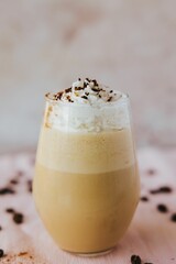 Poster - Vertical shot of a glass with a cool trendy mocha with chocolate chips