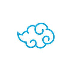 Digital illustration of a blue cloud technology company logo design on a white background