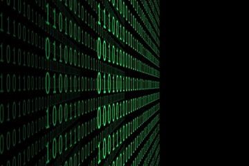 Green binary code on a black background. A concept of coding.
