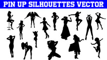 Pin Up Silhouettes Vector | Pin Up SVG | Clipart | Graphic | Cutting Files For Cricut, Silhouette
