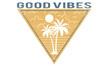 Beach summer design for t-shirt. Good vibes artwork for  apparel, sticker, poster and others. Good vibes. Beach palm tree.