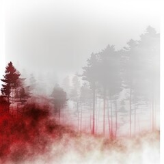 Sticker - Red fog on the white background, smoky effect for photos and artworks. Overlay for photos.