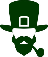 Wall Mural - St. Patrick's bearded man in hat with pipe