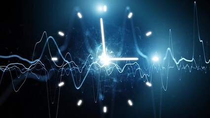 Wall Mural - infinity digital technology cyberspace time looping clock on artistic glowing light animation backgr