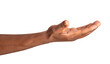 Man extending arm to show something on an open hand or ask for support and care