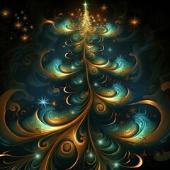 Wall Mural - modern and  abstract illustration of a decorated christmas tree with elegant design for a christmas greetings card