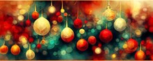 Abstract Illustration Of A Christmas Scene With Decoration And Ornaments For A Christmas Greetings Card