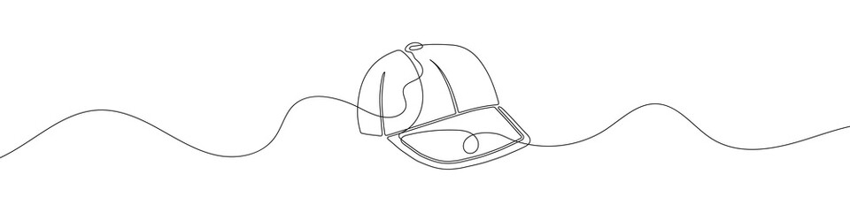 Wall Mural - continuous line drawing of baseball cap. line art of baseball cap. one line drawing background. vect