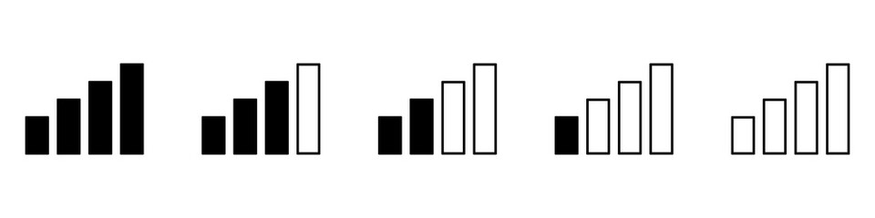 Wall Mural - mobile signal icon. set of signal strength indicator. black signal bars. vector illustration
