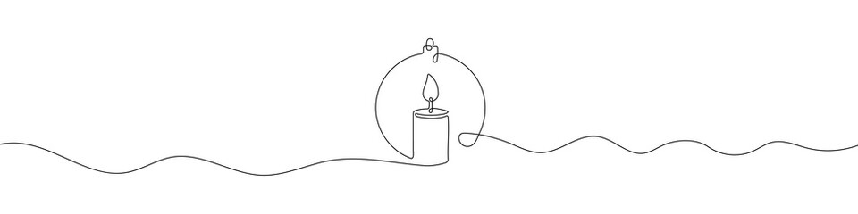 Wall Mural - merry christmas decoration element. line art design. continuous one line art of christmas ball. vect