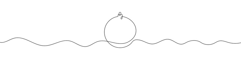 Wall Mural - merry christmas decoration element. line art design. continuous one line art of christmas ball. vect