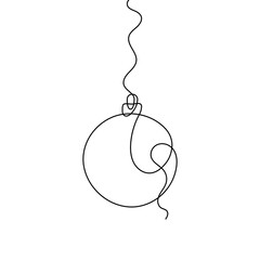 Wall Mural - merry christmas decoration element. line art design. continuous one line art of christmas ball. vect