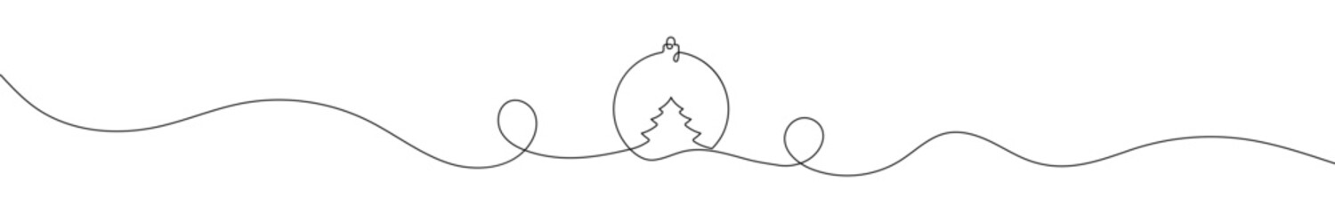 Wall Mural - merry christmas decoration element. line art design. continuous one line art of christmas ball. vect