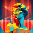 Modern Statue on Pop Art background 3D
